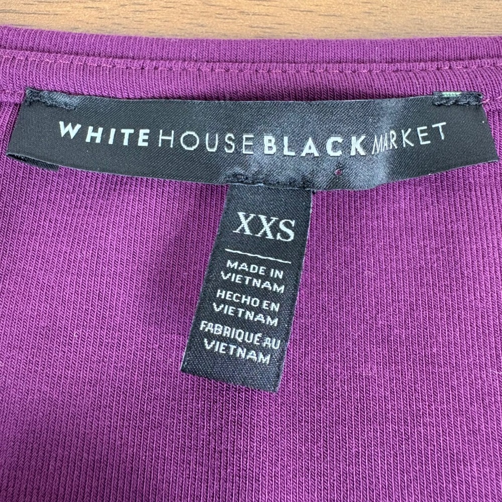 White House Black Market Plum Purple Ruffle Sleeve V Neck Shift‎ Dress XXS - Picture 3 of 10